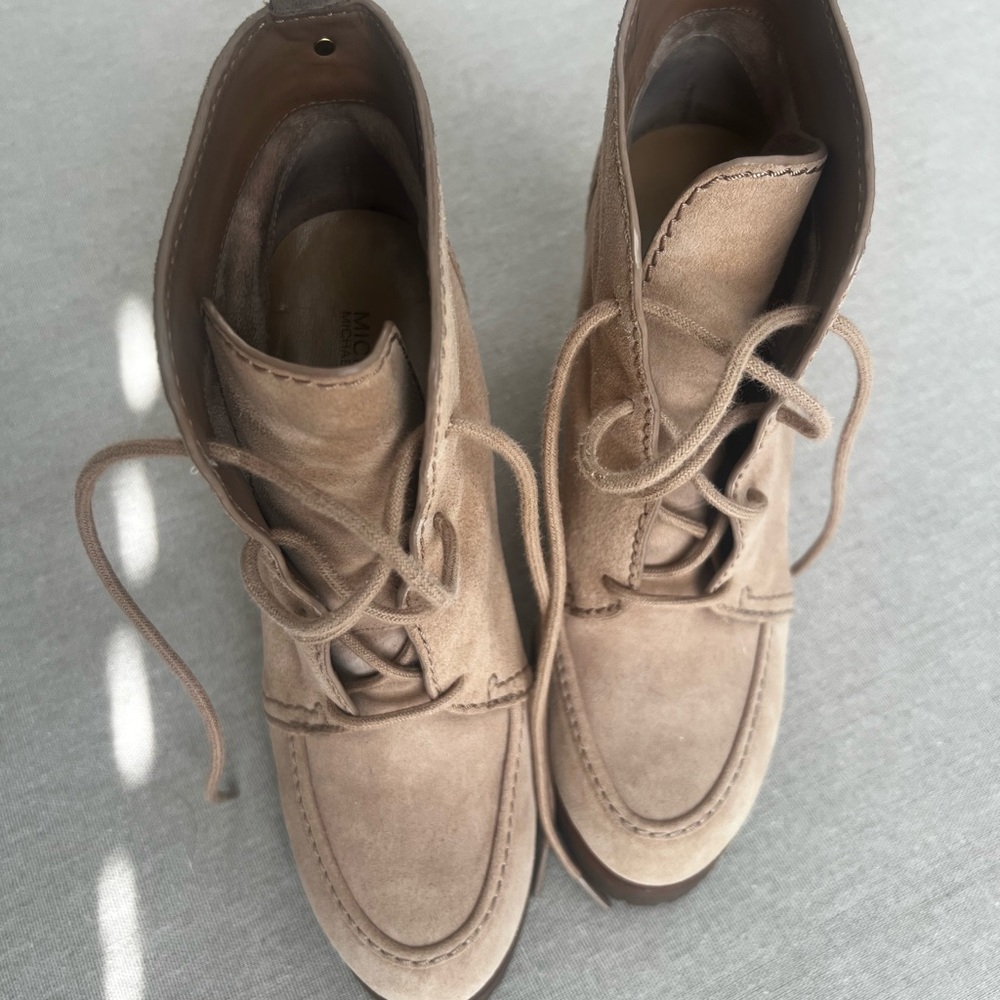 Michael Kors Beige Lace-Up Boots